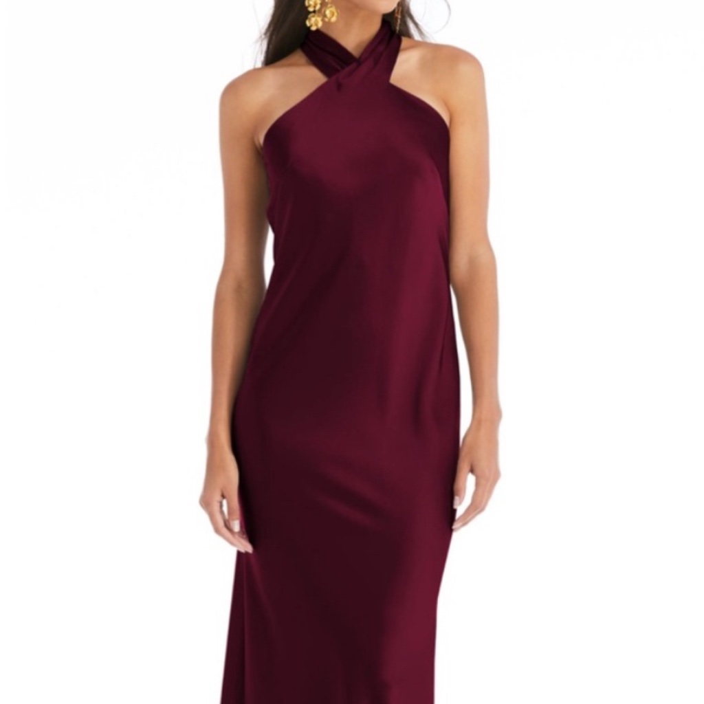 Lovely Imogen Twist Halter Charmeuse Trumpet Gown